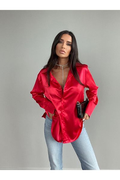 LB Laluna Butik Women's Flowy Satin Shirt