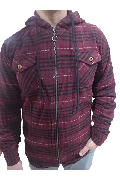 Factor Erkek Ekoseli Kapüşonlu Fermuarlı Mont Tipi Oduncu Gömlek F6202