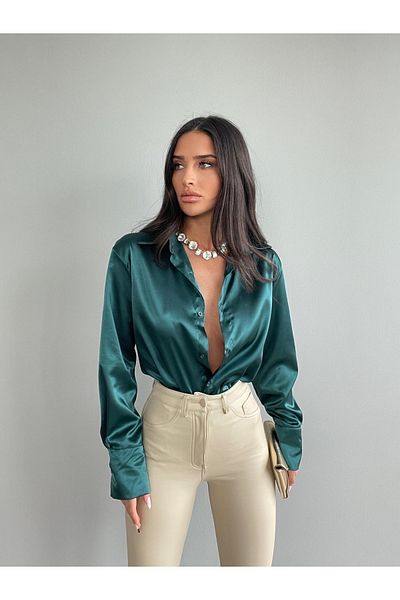 LB Laluna Butik Cămașă de damă din satin fluid