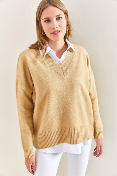 Bianco Lucci Női V-nyakú kötöttáru pulóver