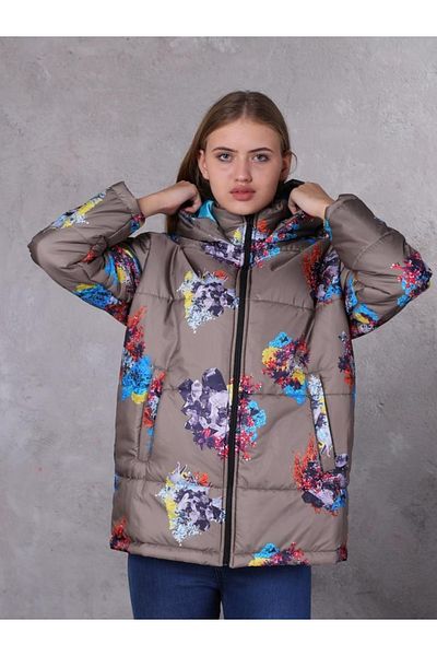 FARM ANİMALS Oversize Retro Gate Digital Art Puffer Coat Women
