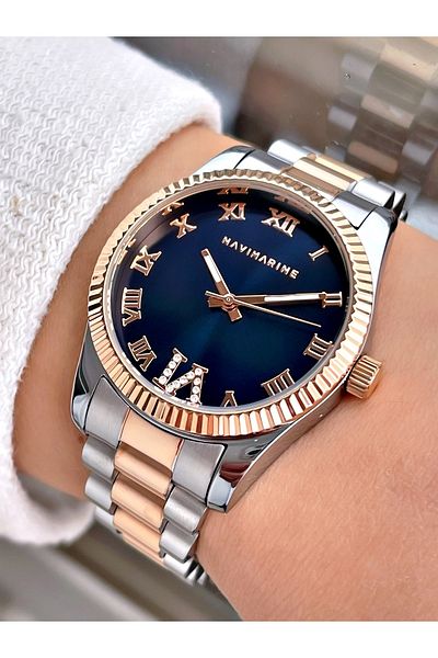 Navimarine Rosegold-silver Color Steel Strap Women's Wristwatch Bracelet Gift