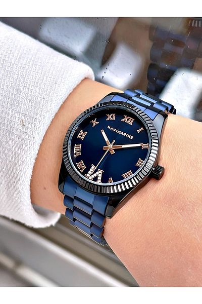 Navimarine Navy Blue Color Steel Strap Women's Wristwatch Bracelet Gift