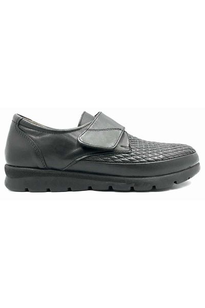 PUNTO 632028   Pantofi de mama cu velcro compatibili cu ortopedie din piele neagra