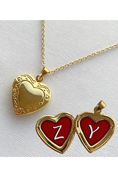 BK Design Z Y Harfli Epoksi Dolgulu Açılır Kapanır Kapaklı Kalp Sevgili Arkad...