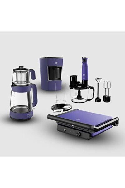 Beko Mor Floral 4’lü Çeyiz Seti Çay Makinesi+kahve Makinesi+tost Makinesi+ble...