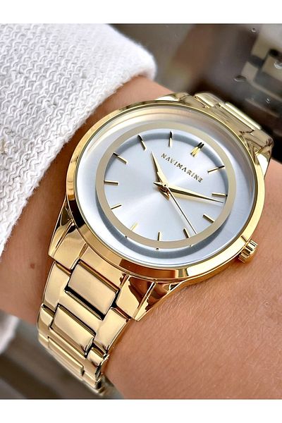 Navimarine Gold Color Steel Strap Women's Wristwatch Bracelet Gift