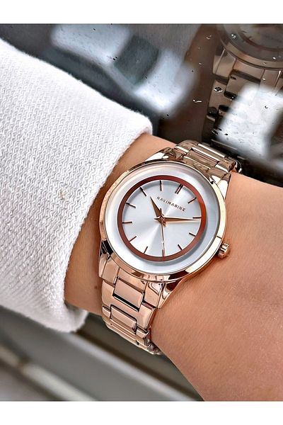Navimarine Rosegold Color Steel Strap Women's Wristwatch Bracelet Gift