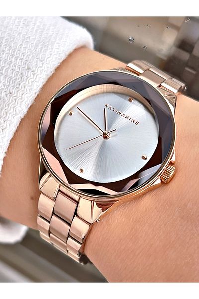 Navimarine Rose Gold Color Steel Strap Women's Wristwatch Bracelet Gift