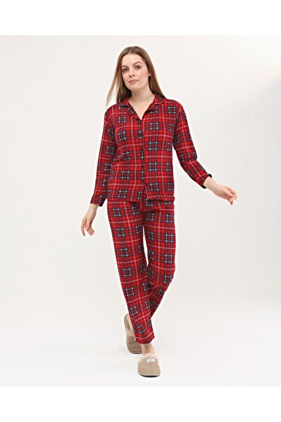 Nehir tekstil Süet Önden Düğmeli Kadın Gömlek Pijama Takımı