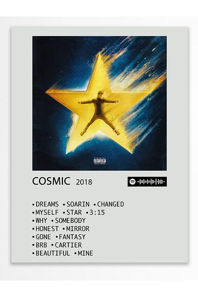 Postifull Άλμπουμ Polaroid Αφίσα τοίχου - Συμβατή αφίσα με Spotify - Διακόσμηση τοίχου - Χαρτί με παχιά επίστρωση - Χωρίς πλαίσιο