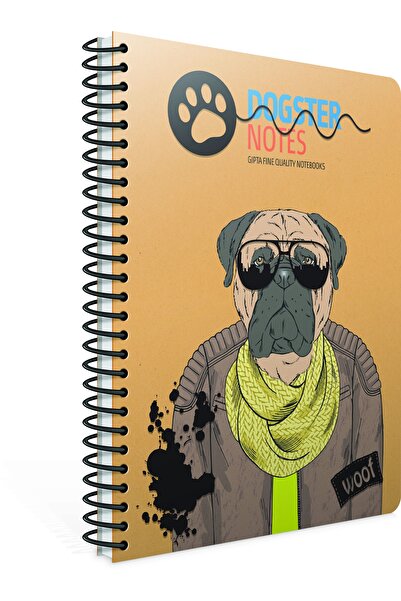 Gıpta Caiet cu copertă din plastic Dogster Spiral A4 80 de coli în carouri (pachet de 4) 6179