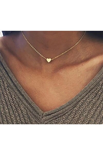 Nishstyle Altın Renk Kalp Uçlu Ince Zincir Choker Kolye