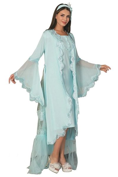 Mecit Pijama Maternity Nightgown Set with Tulle Tail and Dressing Gown 75% Cotton, 25% Viscose Hair Band is a Gift