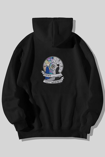 Harmandar Wednesday Addams Front Back Printed Unisex Black Kangaroo Hooded Sweatshirt Hoodie with Pockets