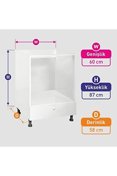 Buzkan Mobilya % 100 Mdf Ankastre Mutfak Dolabı Düz-kapaklı Modül Tüm Setlere