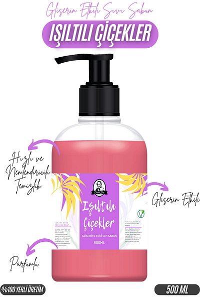 Özcan Bey Glycerin Effect Sparkling Flowers Scented Liquid Soap 500ml