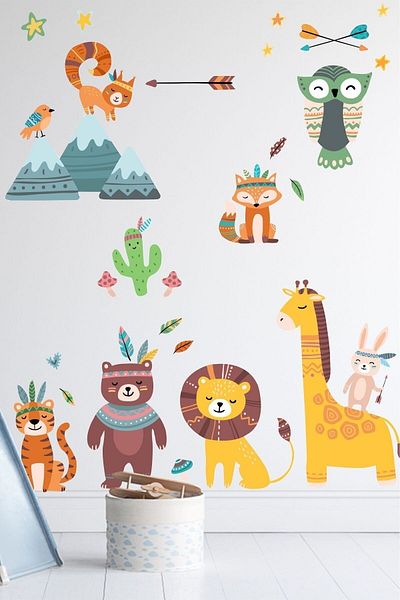 Piksel Grafik Cute Animals Kids Room Sticker