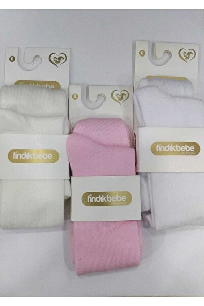 fındık bebe جوارب طويلة للأطفال حديثي الولادة، وردي-أبيض-كريمي، مجموعة من 3 قطع