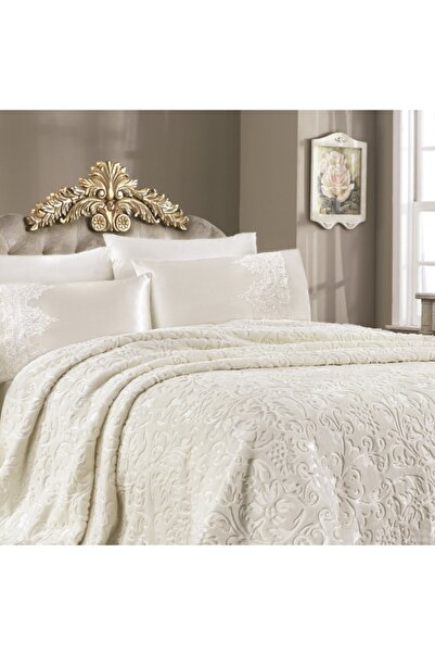 Royal Home بطانية بيرلا مزدوجة مع دانتيل فرنسي