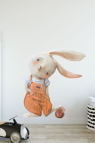 Piksel Grafik Autocolant de perete Mina Rabbit Orange Jumpsuit