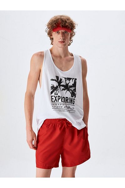Ltb Badeshorts - Rot - Unifarben