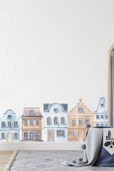 Piksel Grafik Autocolant de perete pentru camera copiilor Scandi Houses