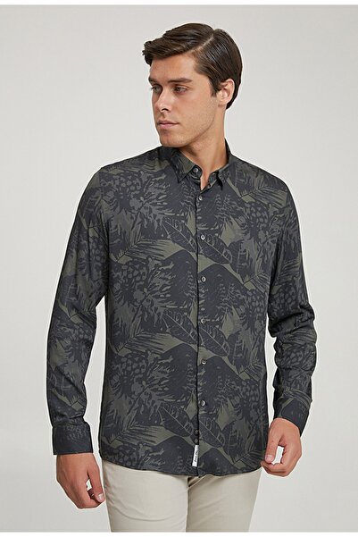 Tween Slim Fit Haki Baskılı Gömlek