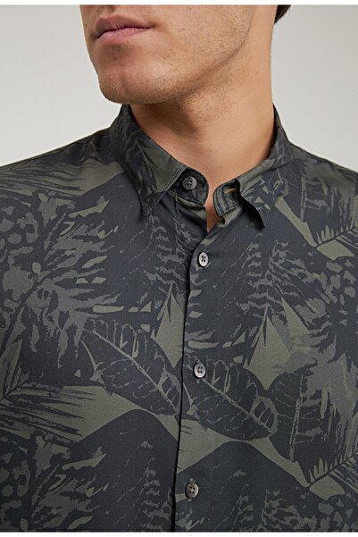 Tween Slim Fit Haki Baskılı Gömlek