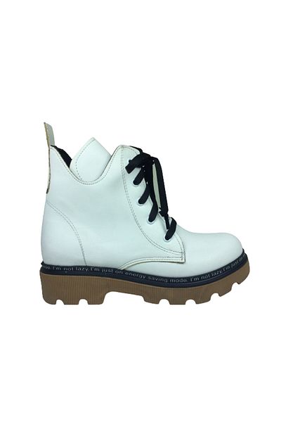 grafen Orthopedic Filet Girl's Boots White Matte Lace Up Side Zipper