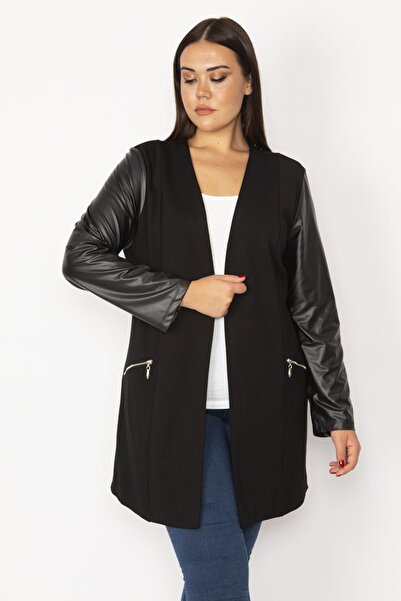 Şans Plus Size Jacket - Black - Oversize