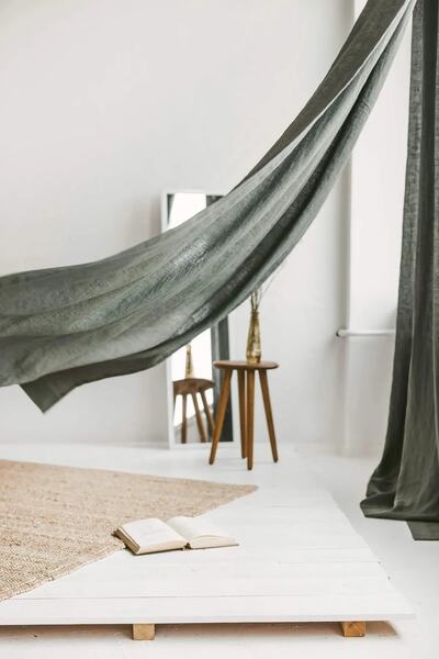 miyolin Rustik Yıkanmış Keten Perde, Yıkanmış Keten Fon Perde, Tek Kanat