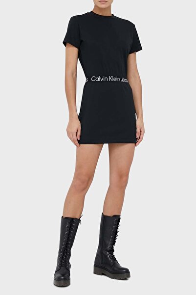 Calvin Klein Logolu Bisiklet Yaka Mini Elbise Elbise J20j220356 Beh
