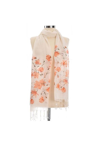 Dosimira Apricot Blossom Cotton Large Shawl