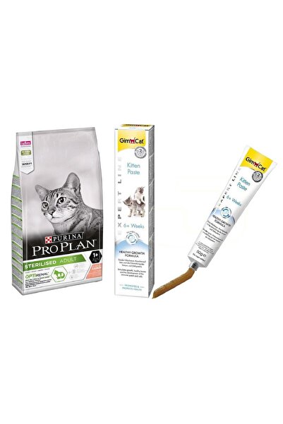 Pro Plan Sterilised Somonlu Kedi Maması 1,5 kg Gimcat Kitten Paste 50 gr
