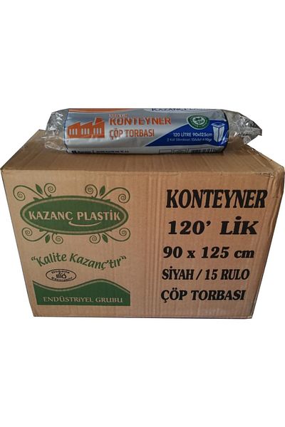 KAZANÇ Plastic 120 L Container Garbage Bag 58 Mic.600 gr Black 90 x 125 cm Box