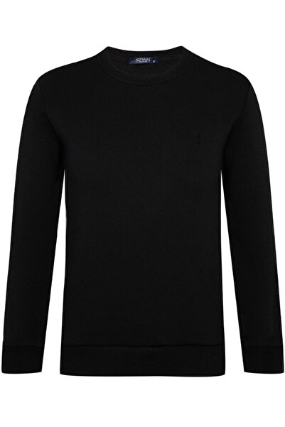 SÜVARİ O Yaka Üç Iplik Siyah Sweat