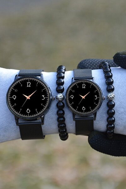 Kubbehan ساعات المعصم للزوجين المحبوبين بسوار من الخوص الأسود للرجال والنساء ...