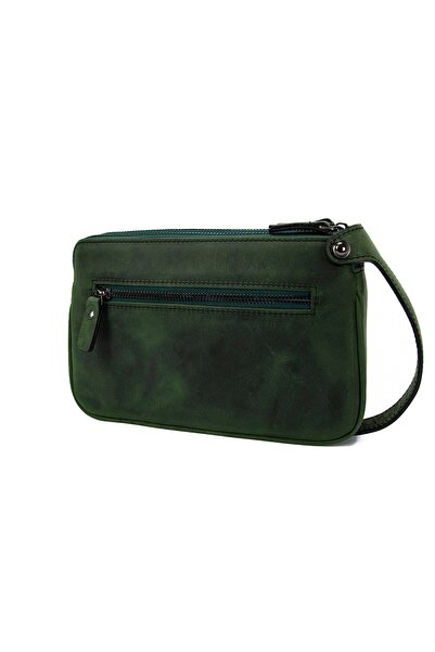 KANGAROO KINGDOM Koyu Yeşil Erkek Portföy El Çantası Clutch Hakiki Dana Deri Crazy Horse 1285-zy