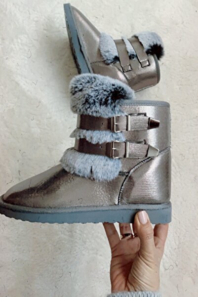 ASHCO Gri Parlak Içi Kürklü Bot