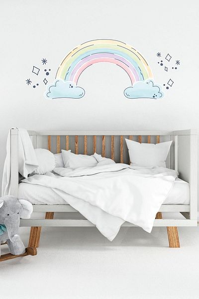TUGİBU Σετ αυτοκόλλητων τοίχου Rainbow Baby Room