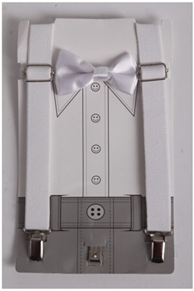 CILGIN BEBEK Erkek Çocuk Beyaz Slopet Papyon Set