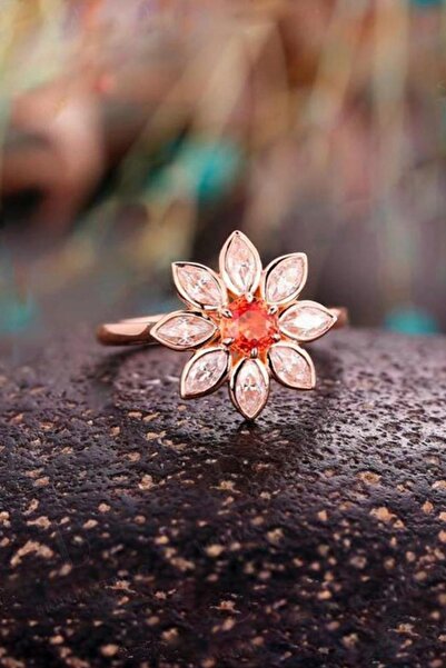 LOTUS GÜMÜŞ Güz Nergisi Çiçeği Zirkon Taşlı Gold Kaplama Yüzük