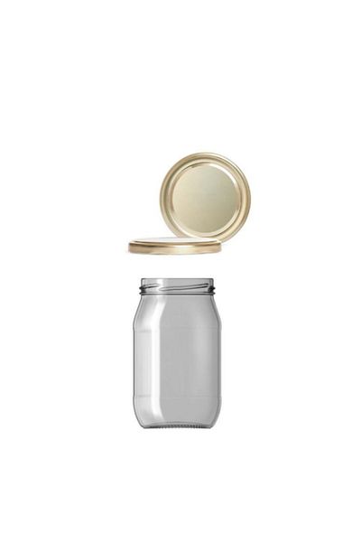 Paşabahçe Glass Jar 370 Cc Gold Lid 6 Pieces of Jam Honey