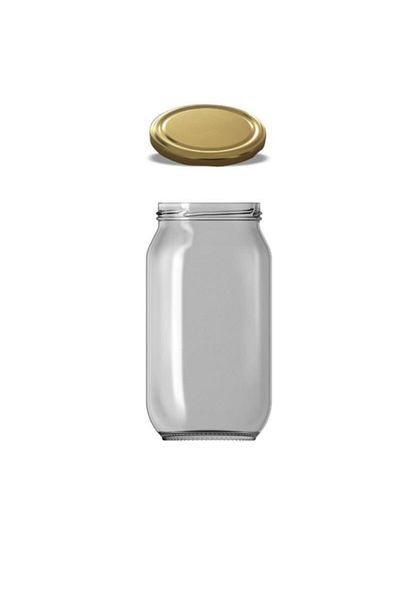Paşabahçe 1000 Cc Glass Jar with Gold Lid - 6 Cans
