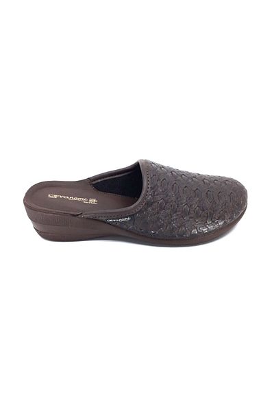Ceyo Άνετες παντόφλες σπιτιού Unisex με καφέ εμπριμέ μοτίβο Mıla-2