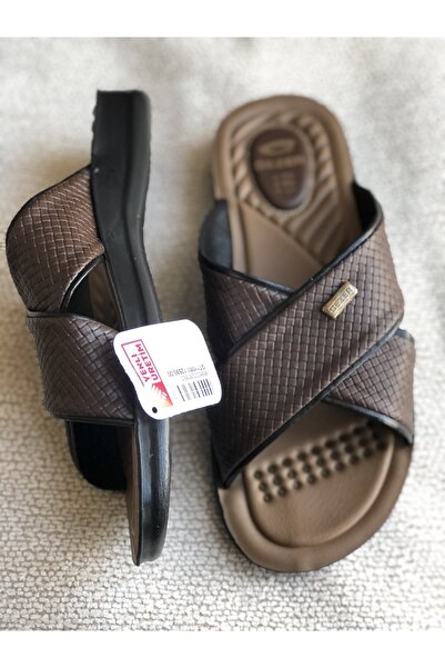 GEZER Men's Comfortable Soft Orthopedic Sole Leather Model House Slippers