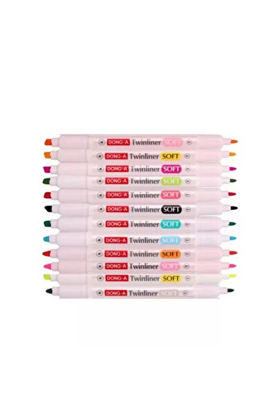 Dong-A Twinliner Soft Fosforlu Kalem Çift Taraflı 12 Adet
