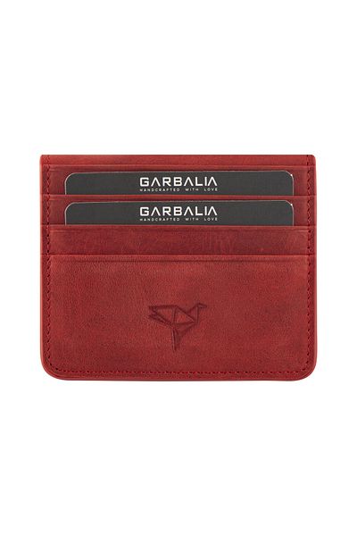 Garbalia Handmade Vintage Leather Red Men's Card Holder Money Portfolio