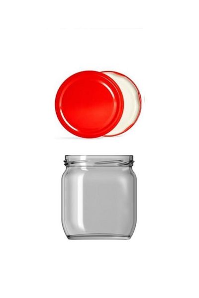 Paşabahçe Glass Jar 425 Cc Red Lid 6 Cans